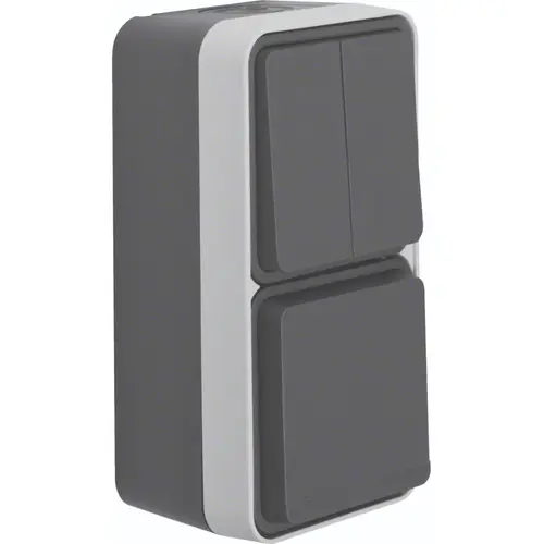 Hager Berker WNC081 W1 combinatie serieschakelaar en wandcontactdoos compleet grijs