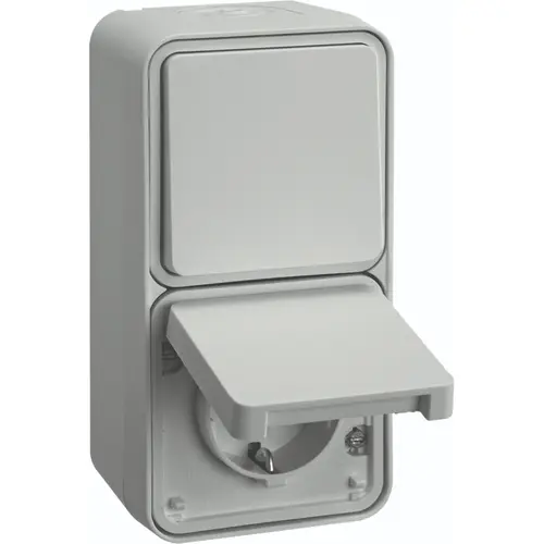 Hager Berker WNC082B W1 combinatie wisselschakelaar en wandcontactdoos kindveilig compleet wit