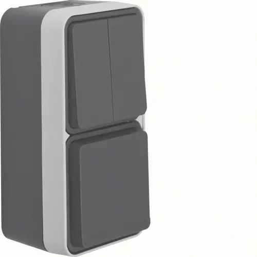 Hager Berker WNC083 W1 combinatie serieschakelaar en wandcontactdoos kindveilig compleet grijs