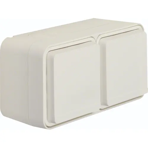 Hager Berker WNC142B W1 wandcontactdoos 2-voudig randaarde horizontaal compleet wit