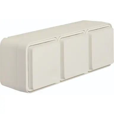 Hager Berker WNC143B W1 wandcontactdoos 3-voudig horizontaal compleet wit