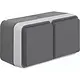 Hager Berker WNC144 W1 wandcontactdoos 2-voudig randaarde horizontaal compleet grijs