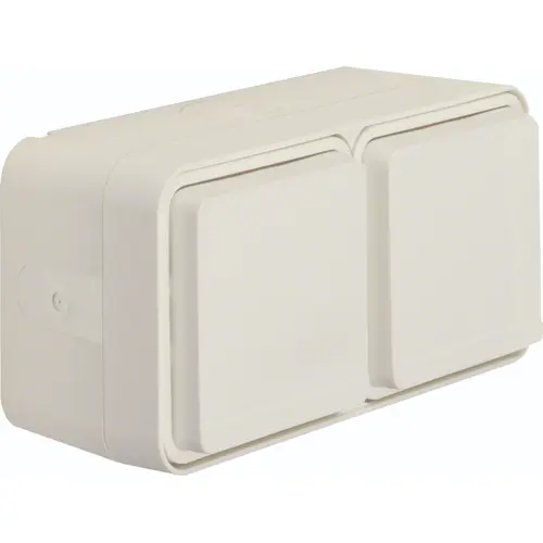 Hager Berker WNC144B W1 wandcontactdoos 2-voudig randaarde horizontaal compleet wit