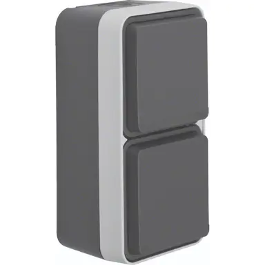 Hager Berker WNC172 W1 wandcontactdoos 2-voudig randaarde kindveilig verticaal compleet grijs