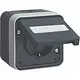 Hager Berker WNC180 W1 wandcontactdoos met randaarde en tekstveld kindveilig compleet grijs