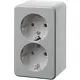 Hager Berker WVG1112PW opbouw wandcontactdoos 2-voudig randaarde steekklemmen wit