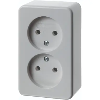 Hager Berker WVG2112PW opbouw wandcontactdoos 2-voudig zonder randaarde steekklemmen wit