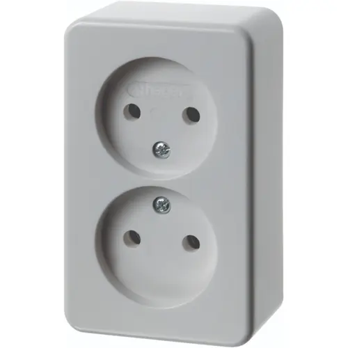 Hager Berker WVG2112PW opbouw wandcontactdoos 2-voudig zonder randaarde steekklemmen wit
