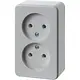 Hager Berker WVG2112PW opbouw wandcontactdoos 2-voudig zonder randaarde steekklemmen wit