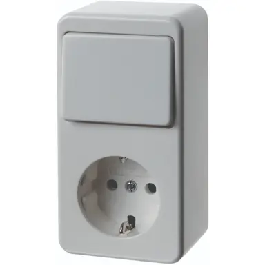 Hager Berker WVG5121PW opbouw wisselschakelaar met wandcontactdoos randaarde wit
