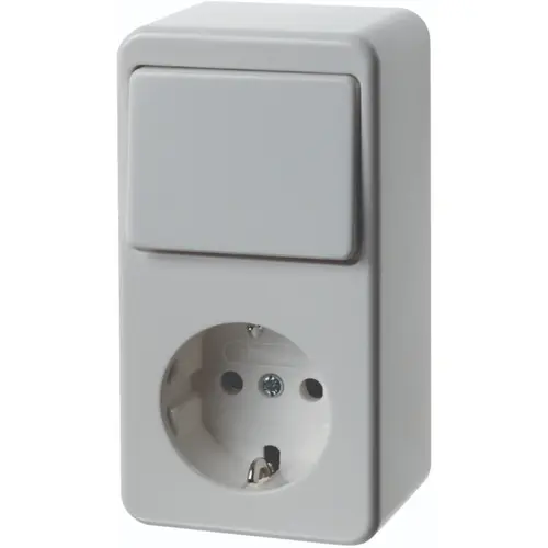 Hager Berker WVG5121PW opbouw wisselschakelaar met wandcontactdoos randaarde wit