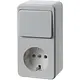 Hager Berker WVG5121PW opbouw wisselschakelaar met wandcontactdoos randaarde wit