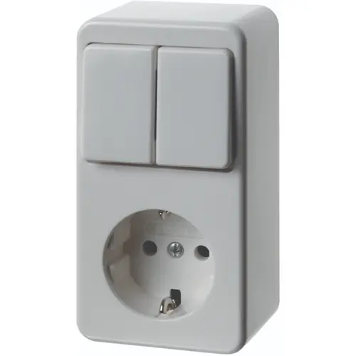 Hager Berker WVG5122PW opbouw serieschakelaar met wandcontactdoos randaarde wit