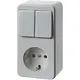 Hager Berker WVG5122PW opbouw serieschakelaar met wandcontactdoos randaarde wit