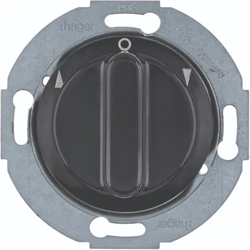 Hager Berker WTE6161BG jaloezie-draaischakelaar 1-polig met knop 1930/Glas zwart