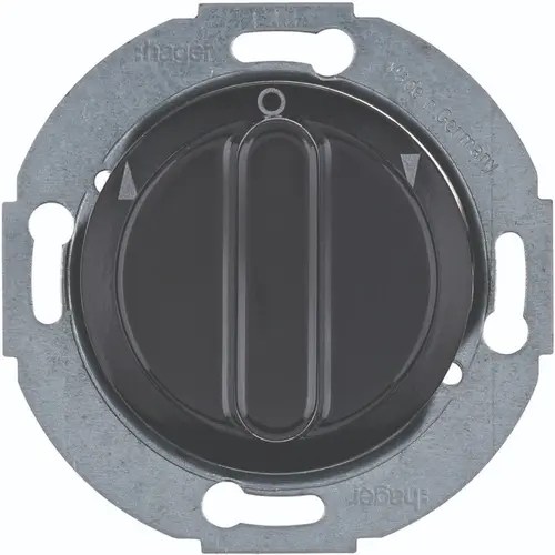 Hager Berker WTE7261BG jaloezie-draaischakelaar 2-polig met knop 1930/Glas zwart