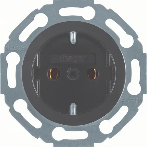 Hager Berker WTS1100BG wandcontactdoos randaarde 1930 zwart kunststof