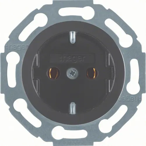 Hager Berker WTS1300BG wandcontactdoos randaarde 1930 zwart schroef