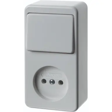 Hager Berker WVG5126PW opbouw wisselschakelaar met wandcontactdoos zonder randaarde wit