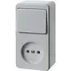 Hager Berker WVG5126PW opbouw wisselschakelaar met wandcontactdoos zonder randaarde wit