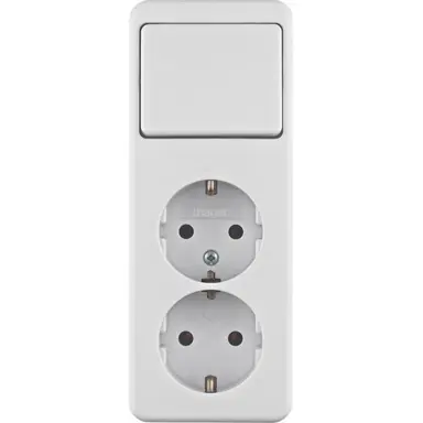 Hager Berker WVG5221PW opbouw wisselschakelaar met wandcontactdoos 2-voudig randaarde wit