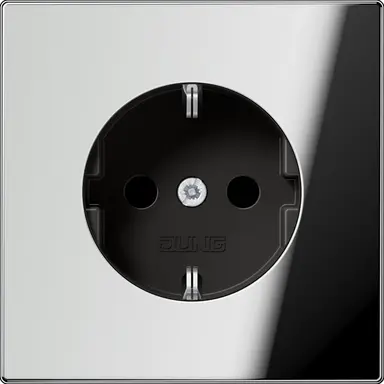 JUNG GCR 1520 NKI wandcontactdoos randaarde Safety+ LS990 glanzend chroom