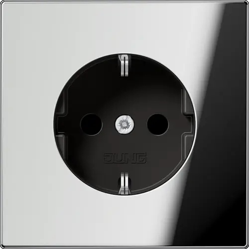 JUNG GCR 1520 NKI wandcontactdoos randaarde Safety+ LS990 glanzend chroom