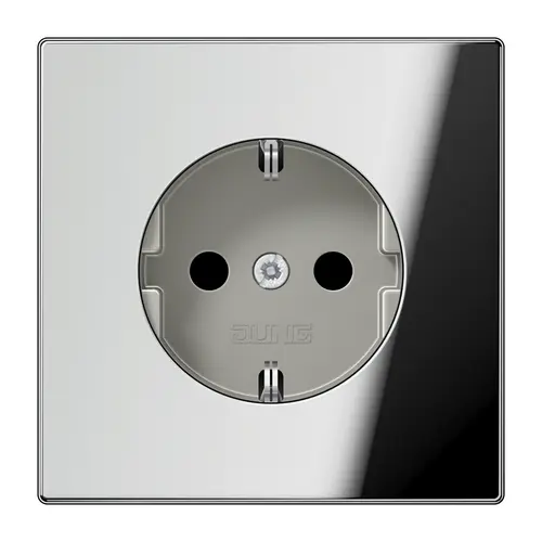 JUNG GCR 1520 NKI wandcontactdoos randaarde Safety+ LS990 glanzend chroom