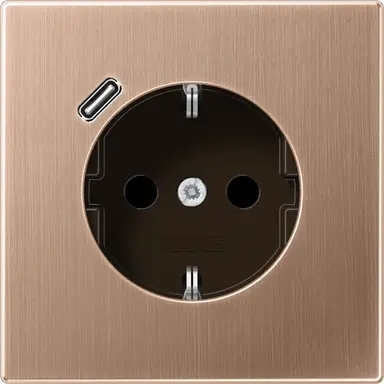JUNG BRG 1520-18 C wandcontactdoos randaarde Safety+ met USB-C LS990 geborsteld brons