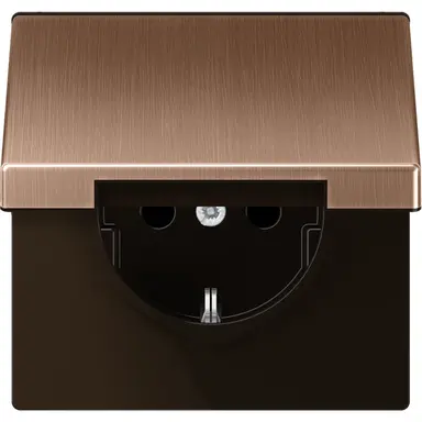 JUNG BRG 1520 KIKL wandcontactdoos randaarde Safety+ met klapdeksel en klauwbevestiging LS990 geborsteld brons