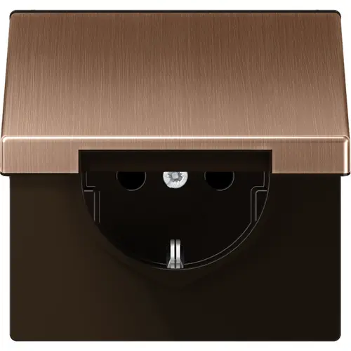 JUNG BRG 1520 KIKL wandcontactdoos randaarde Safety+ met klapdeksel en klauwbevestiging LS990 geborsteld brons