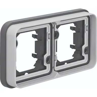 Hager Berker WNA402 W1 afdekraam voor inbouwmontage 2-voudig horizontaal grijs