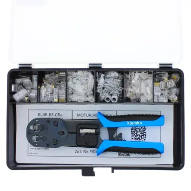 Klemko ATK-EZRJ45-T assortimentsdoos RJ11 RJ12 RJ45 CAT5E CAT6 met modulaire multitang