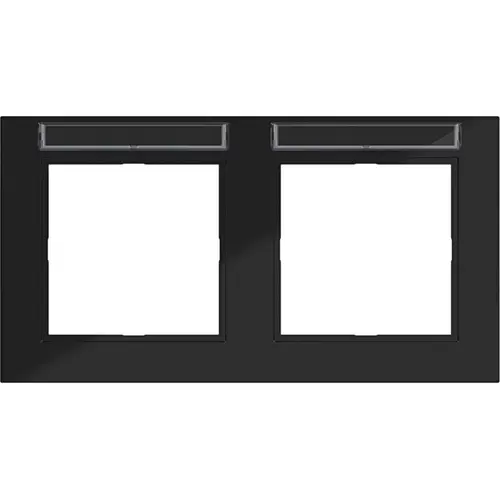 Hager Berker WAD6202BG afdekraam 2-voudig horizontaal met tekstveld A1 nachtzwart glans