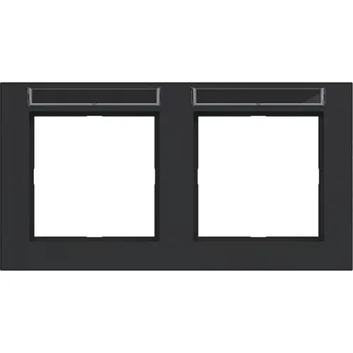 Hager Berker WAD6202BM afdekraam 2-voudig horizontaal met tekstveld A1 nachtzwart mat