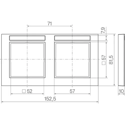 Hager Berker WAD6202BM afdekraam 2-voudig horizontaal met tekstveld A1 nachtzwart mat