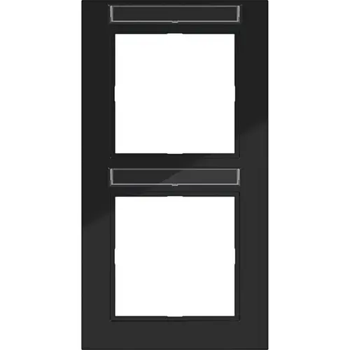 Hager Berker WAD6203BG afdekraam 2-voudig verticaal met tekstveld A1 nachtzwart glans