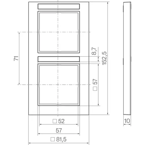 Hager Berker WAD6203WG afdekraam 2-voudig verticaal met tekstveld A1 lichtwit glans