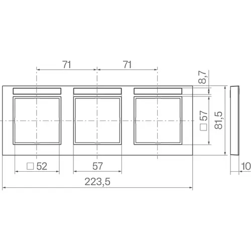 Hager Berker WAD6302WM afdekraam 3-voudig horizontaal met tekstveld A1 lichtwit mat