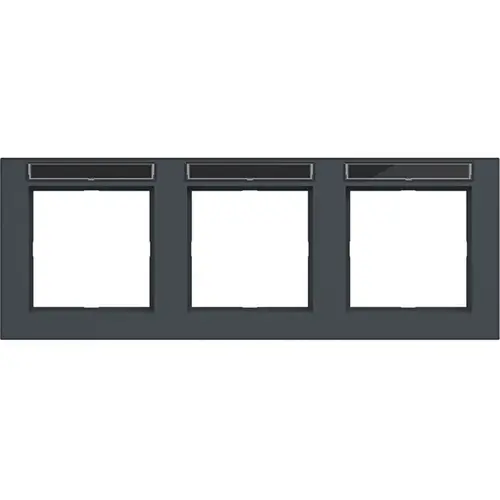 Hager Berker WAD6302AT afdekraam 3-voudig horizontaal met tekstveld A1 antraciet mat