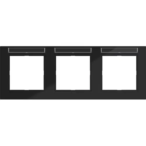 Hager Berker WAD6302BG afdekraam 3-voudig horizontaal met tekstveld A1 nachtzwart glans