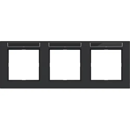 Hager Berker WAD6302BM afdekraam 3-voudig horizontaal met tekstveld A1 nachtzwart mat