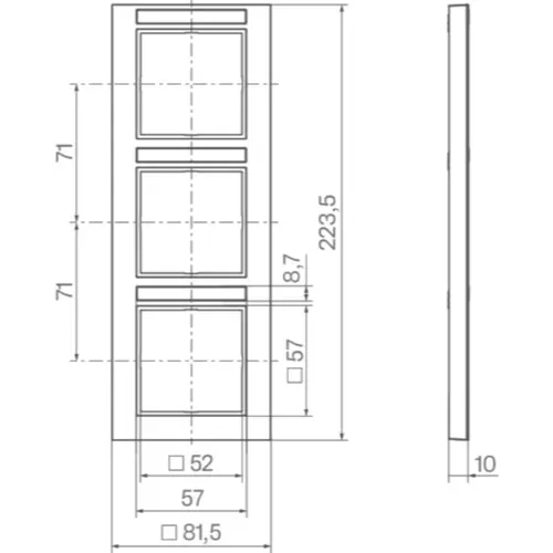 Hager Berker WAD6303AT afdekraam 3-voudig verticaal met tekstveld A1 antraciet mat