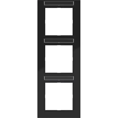 Hager Berker WAD6303BG afdekraam 3-voudig verticaal met tekstveld A1 nachtzwart glans