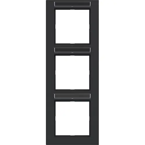 Hager Berker WAD6303BM afdekraam 3-voudig verticaal met tekstveld A1 nachtzwart mat