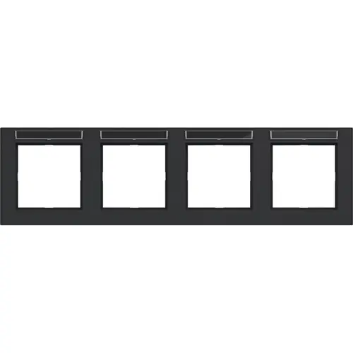 Hager Berker WAD6402BM afdekraam 4-voudig horizontaal met tekstveld A1 nachtzwart mat