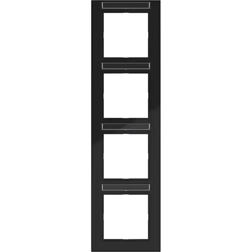 Hager Berker WAD6403BG afdekraam 4-voudig verticaal met tekstveld A1 nachtzwart glans