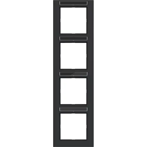 Hager Berker WAD6403BM afdekraam 4-voudig verticaal met tekstveld A1 nachtzwart mat