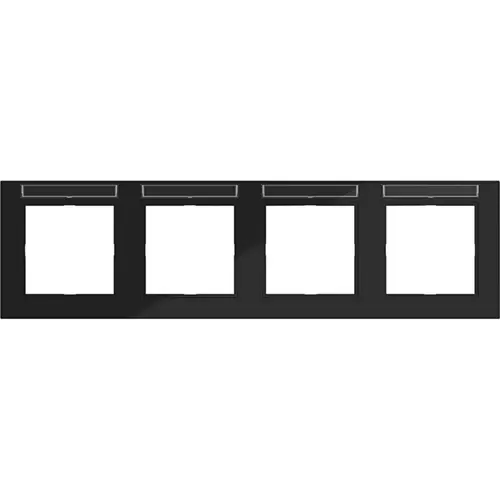 Hager Berker WAD6402BG afdekraam 4-voudig horizontaal met tekstveld A1 nachtzwart glans