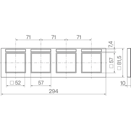 Hager Berker WAD6402BG afdekraam 4-voudig horizontaal met tekstveld A1 nachtzwart glans